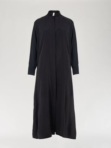 Midnight Black Silk Chemisier