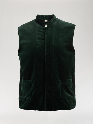 Forest Green Velvet Vest Men