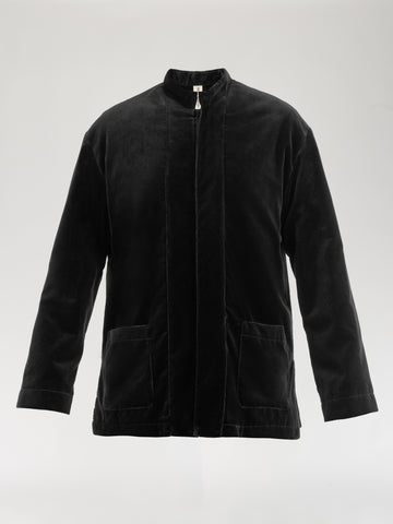 Midnight Black Velvet Jacket Men