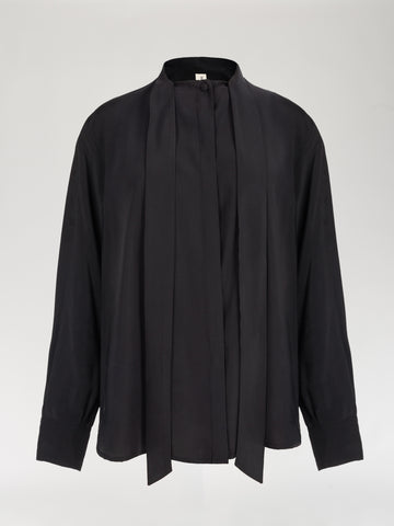Midnight Black Silk Shirt