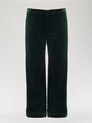 Forest Green Velvet Trousers Men