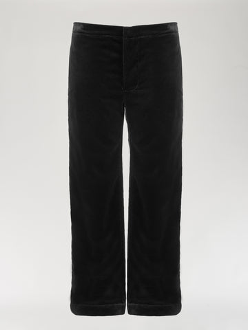 Midnight Black Velvet Trousers Men