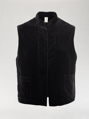 Midnight Black Velvet Vest