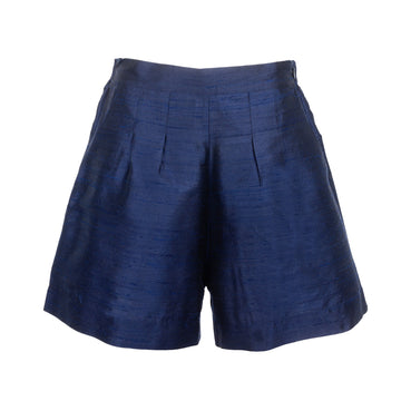 Midnight Blue Shantung Silk Shorts