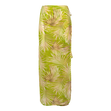 Lime Leaves Silk Chiffon Skirt
