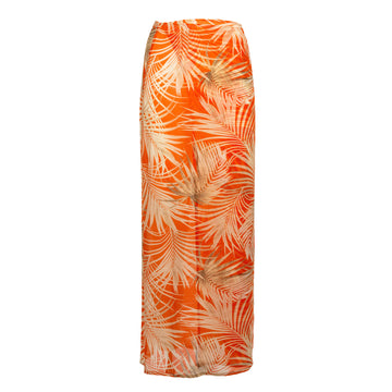 Orange Leaves Silk Chiffon Skirt