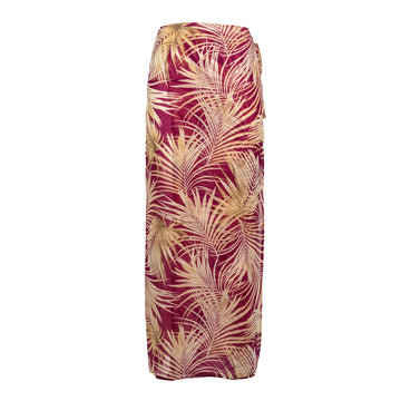 Magenta Leaves Silk Chiffon Skirt
