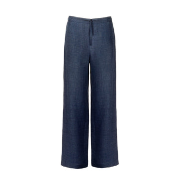 Night Blue Linen Trousers Men