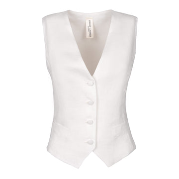 Pearl White Linen Vest