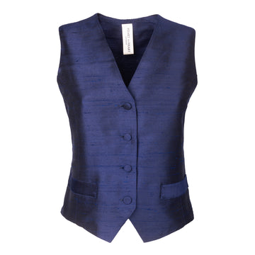 Midnight Blue Shantung Silk Vest
