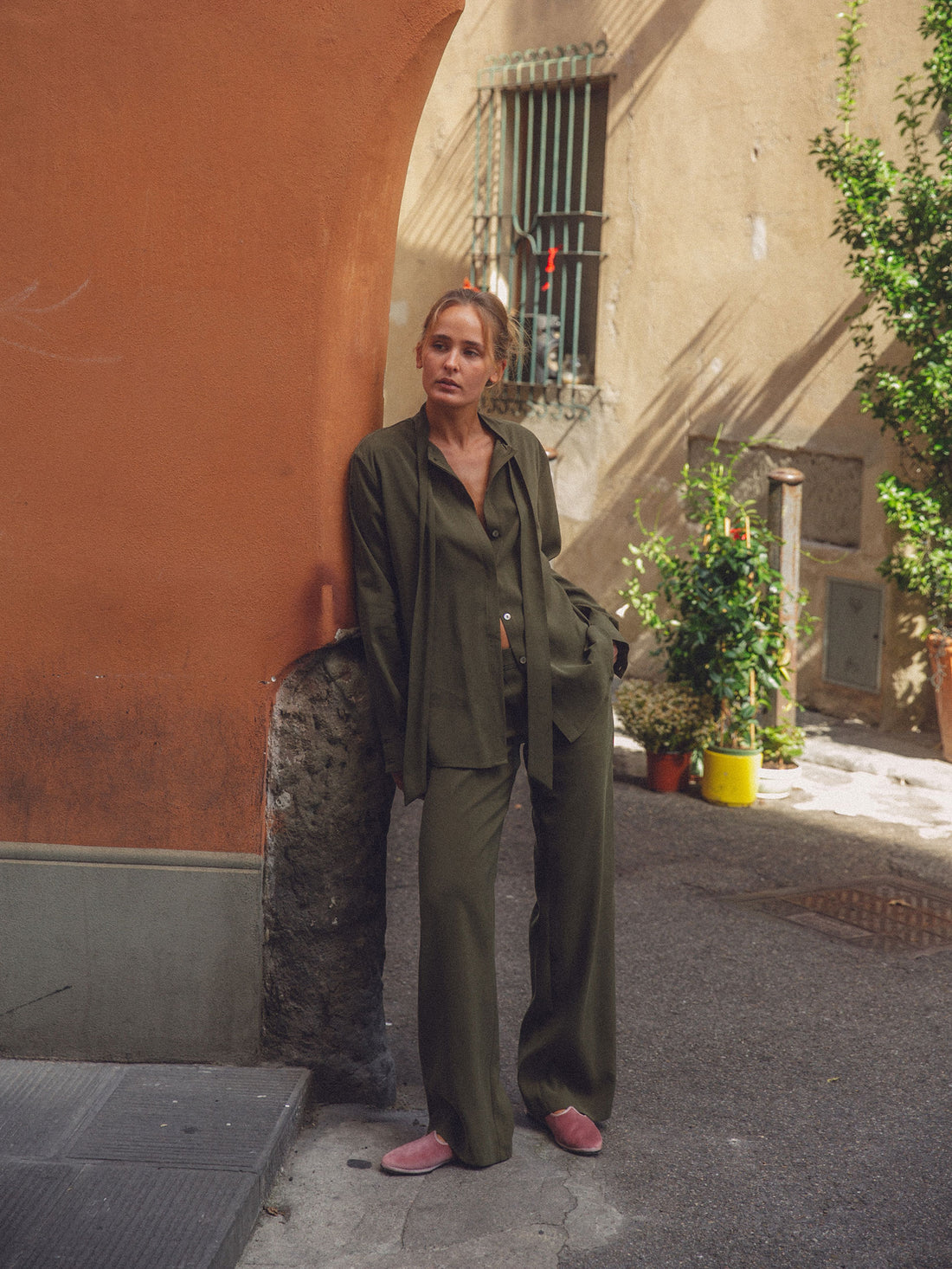 Sage Green Silk Shirt