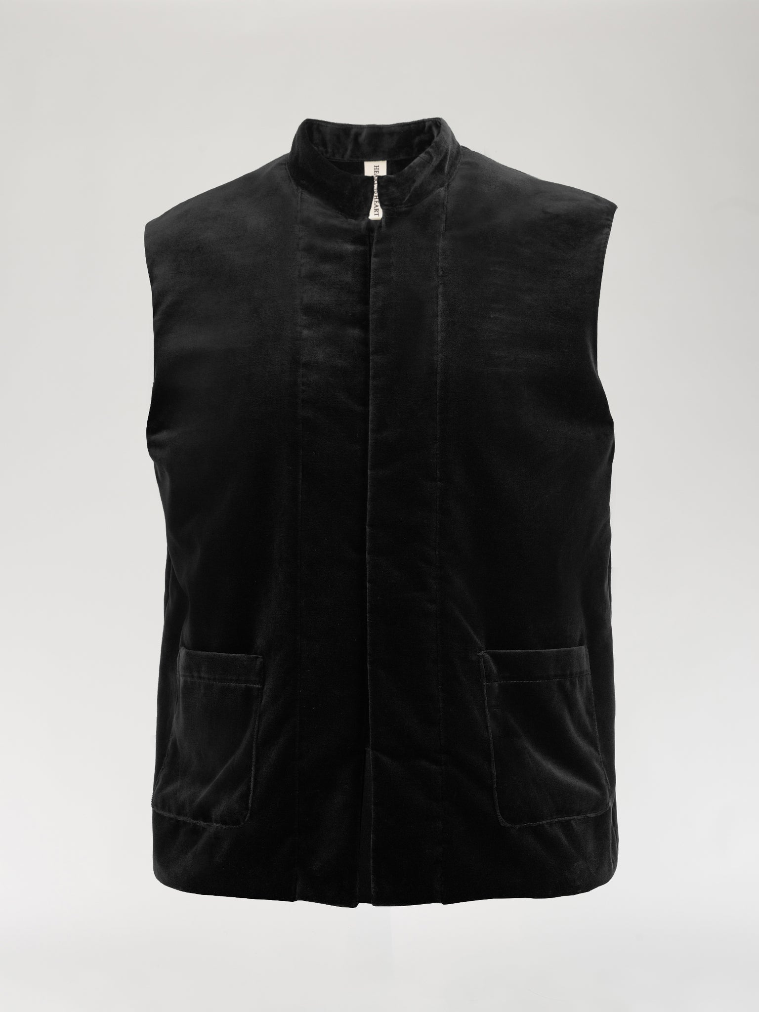 Midnight Black Velvet Vest Men