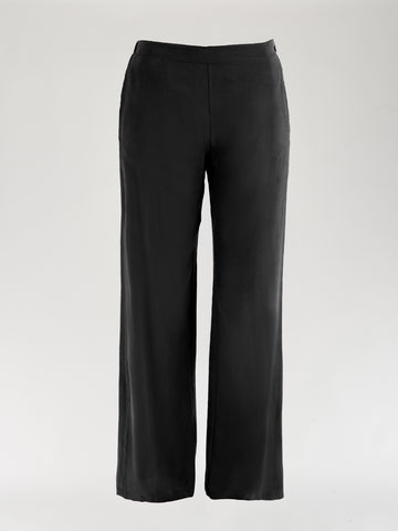 Midnight Black Silk Trousers