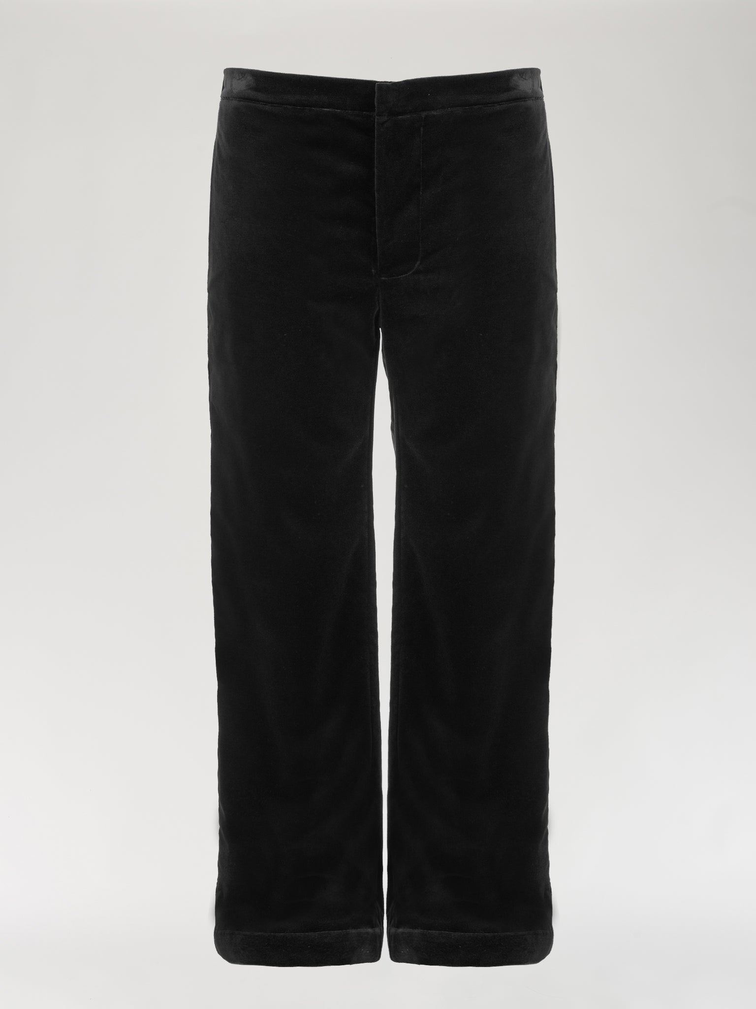 Midnight Black Velvet Trousers Men