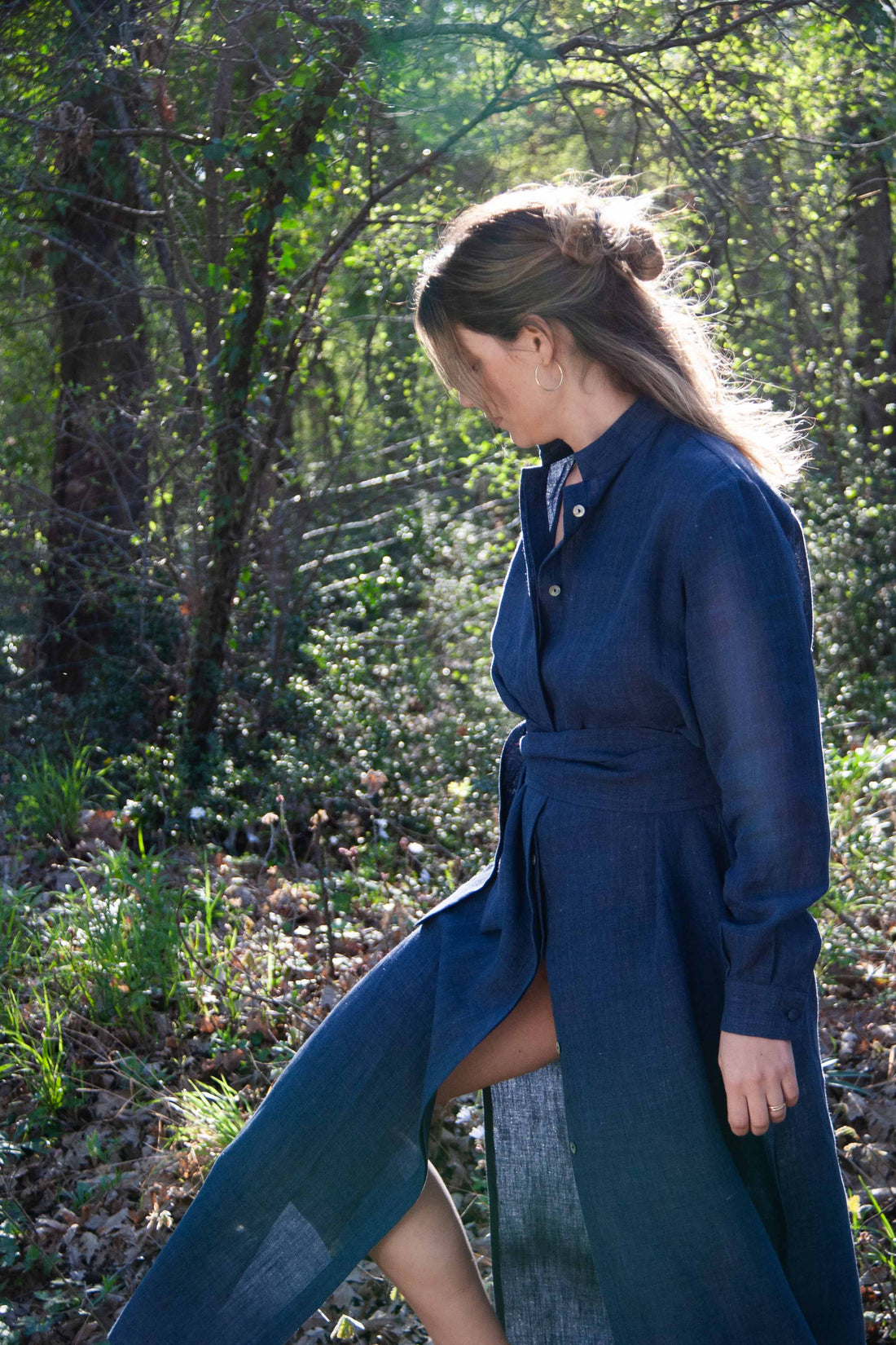 Night Blue Linen Chemisier