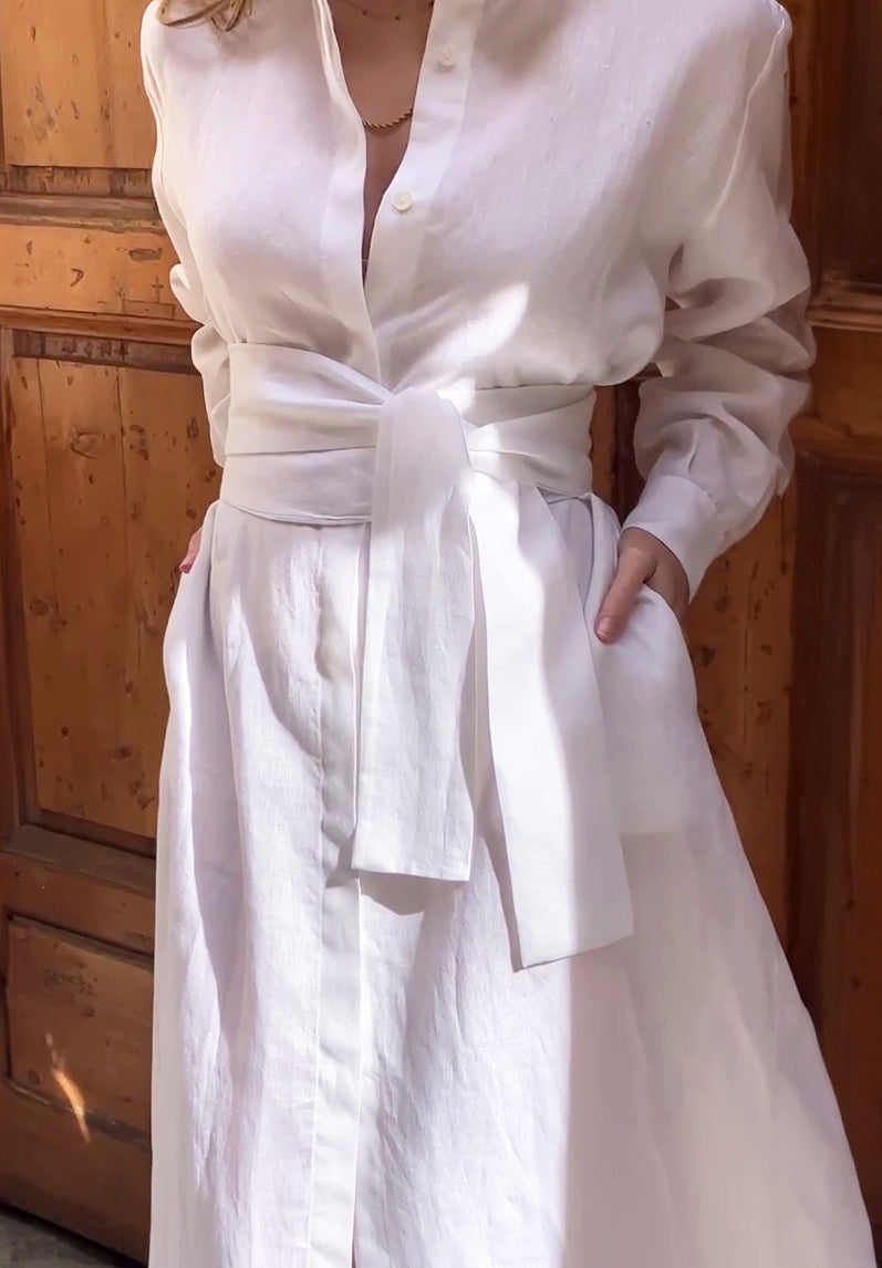 Pearl White Linen Chemisier