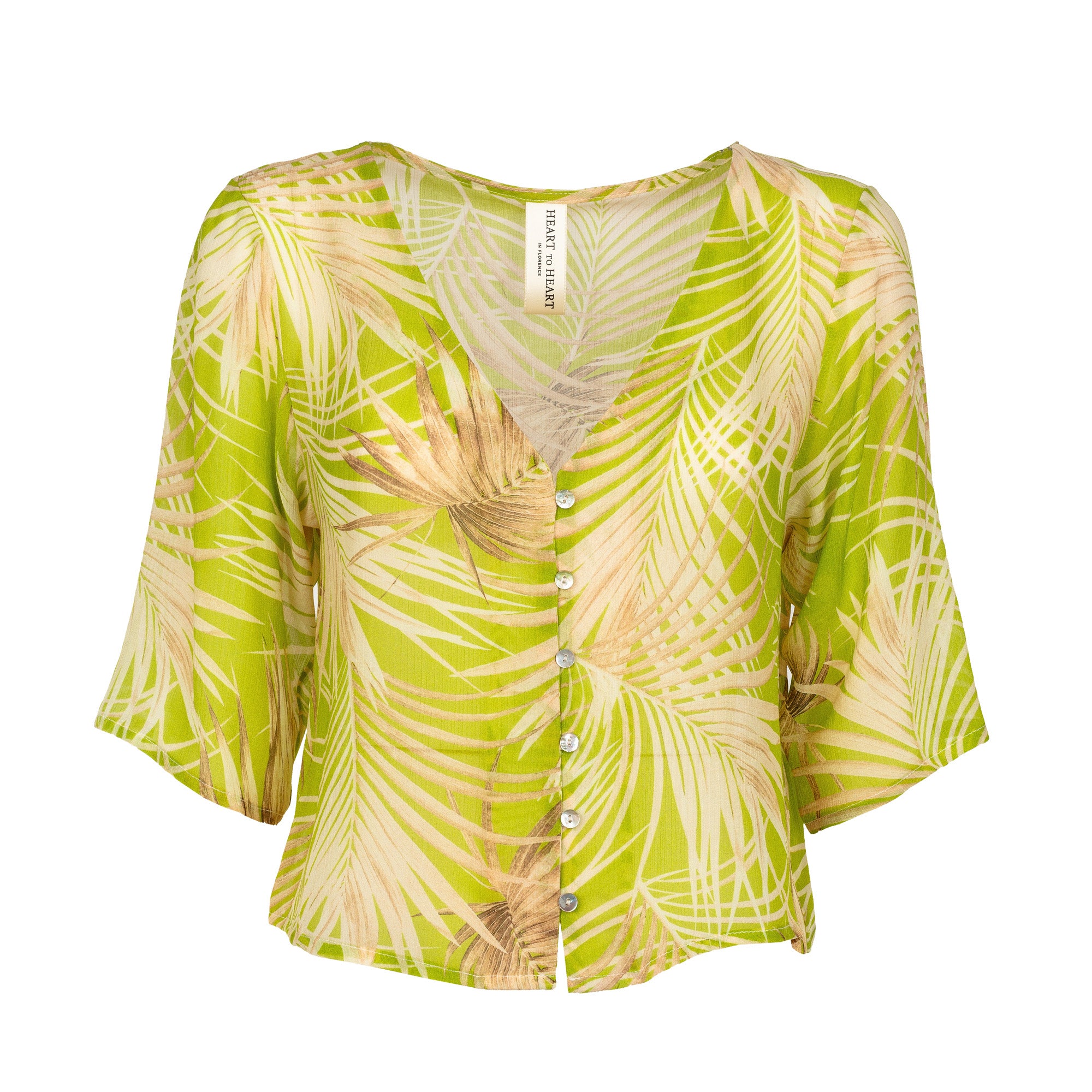 Lime Leaves Silk Chiffon Top