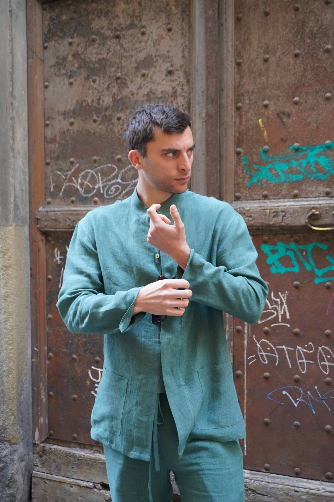 Giacca Lino Verde Golfo Uomo