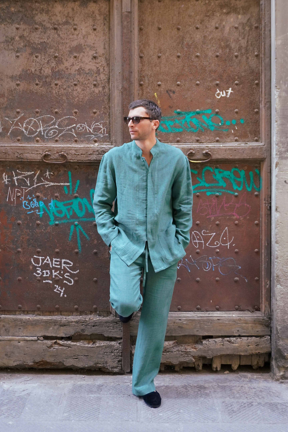 Pantalone Lino Verde Golfo Uomo