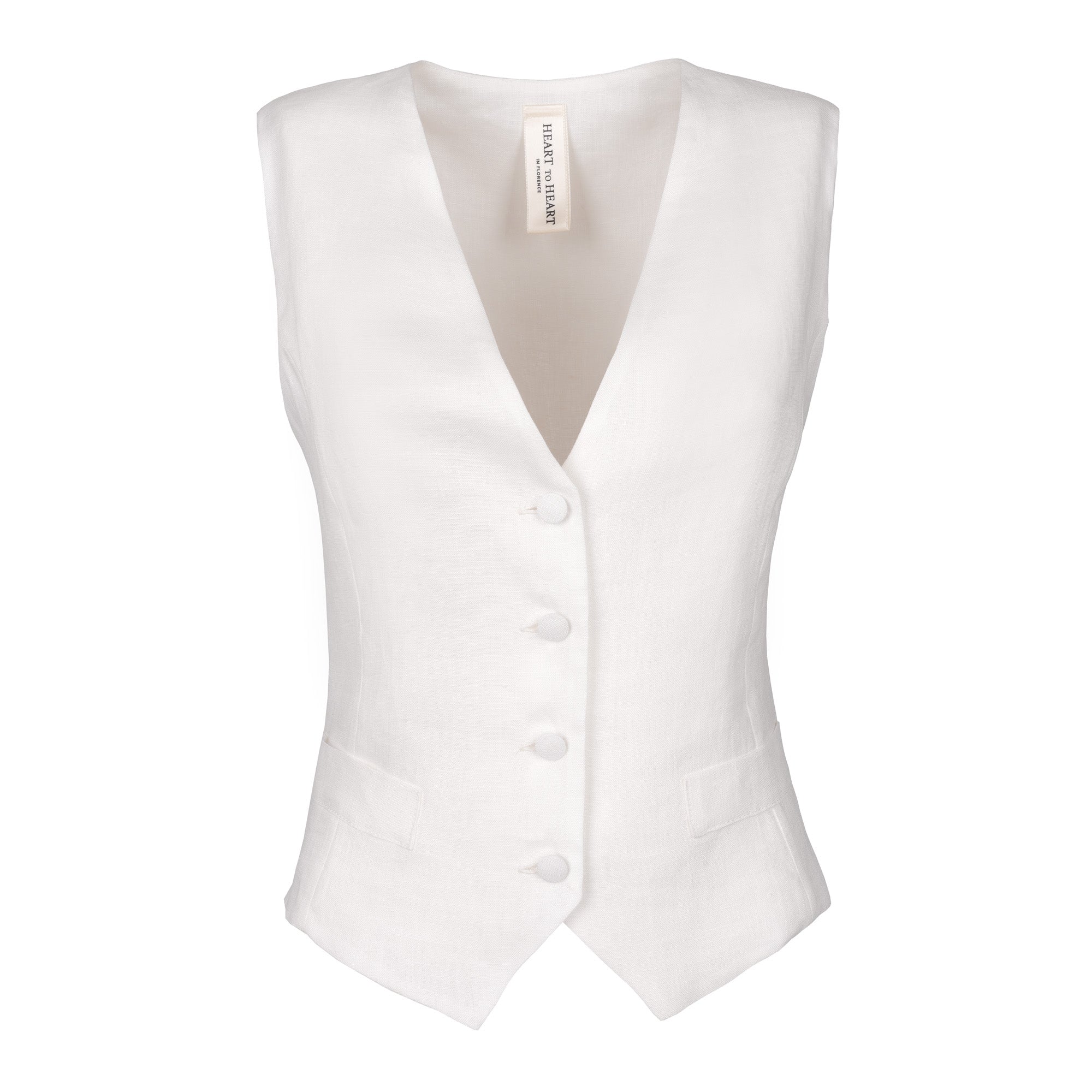Pearl White Linen Vest