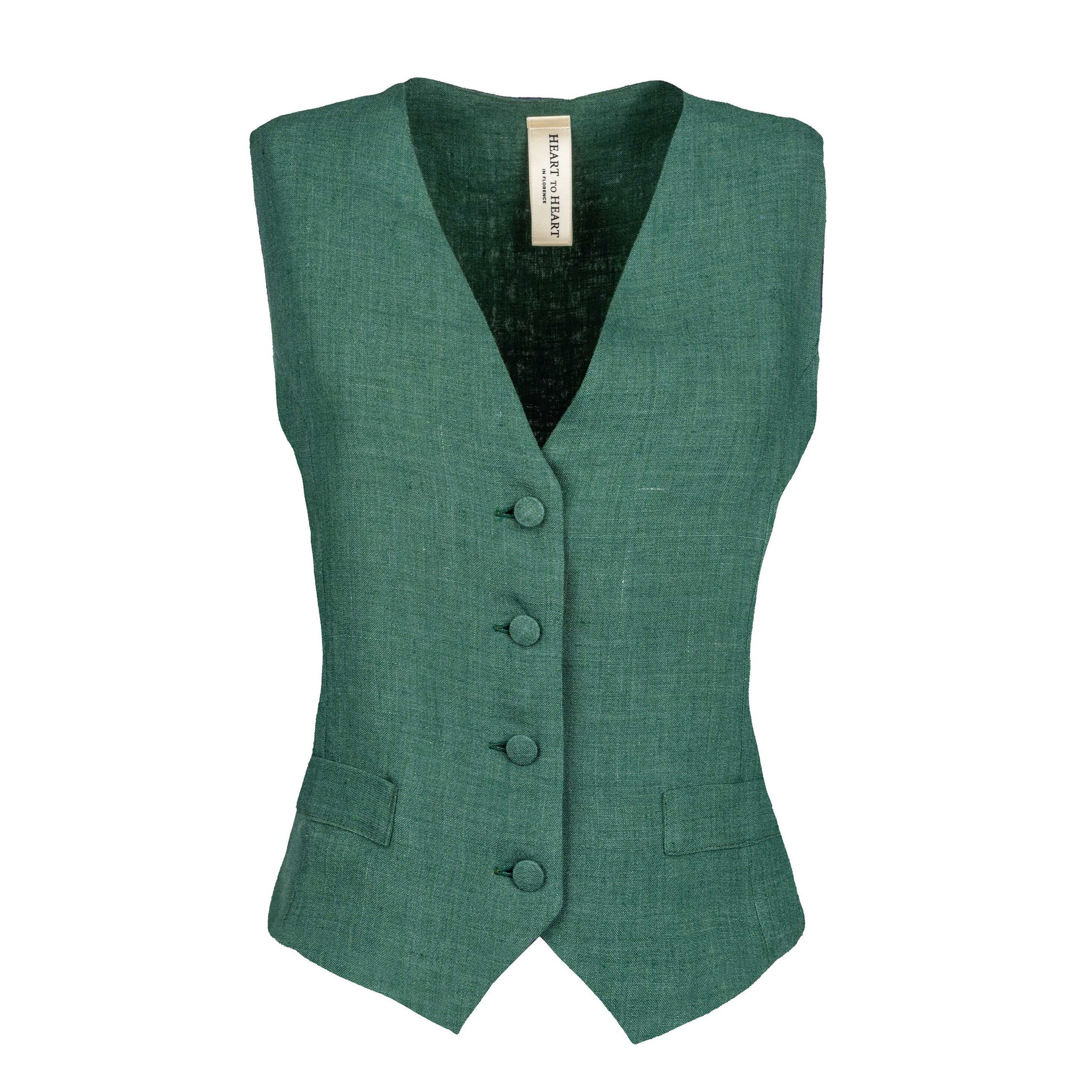 Golfo Green Linen Vest