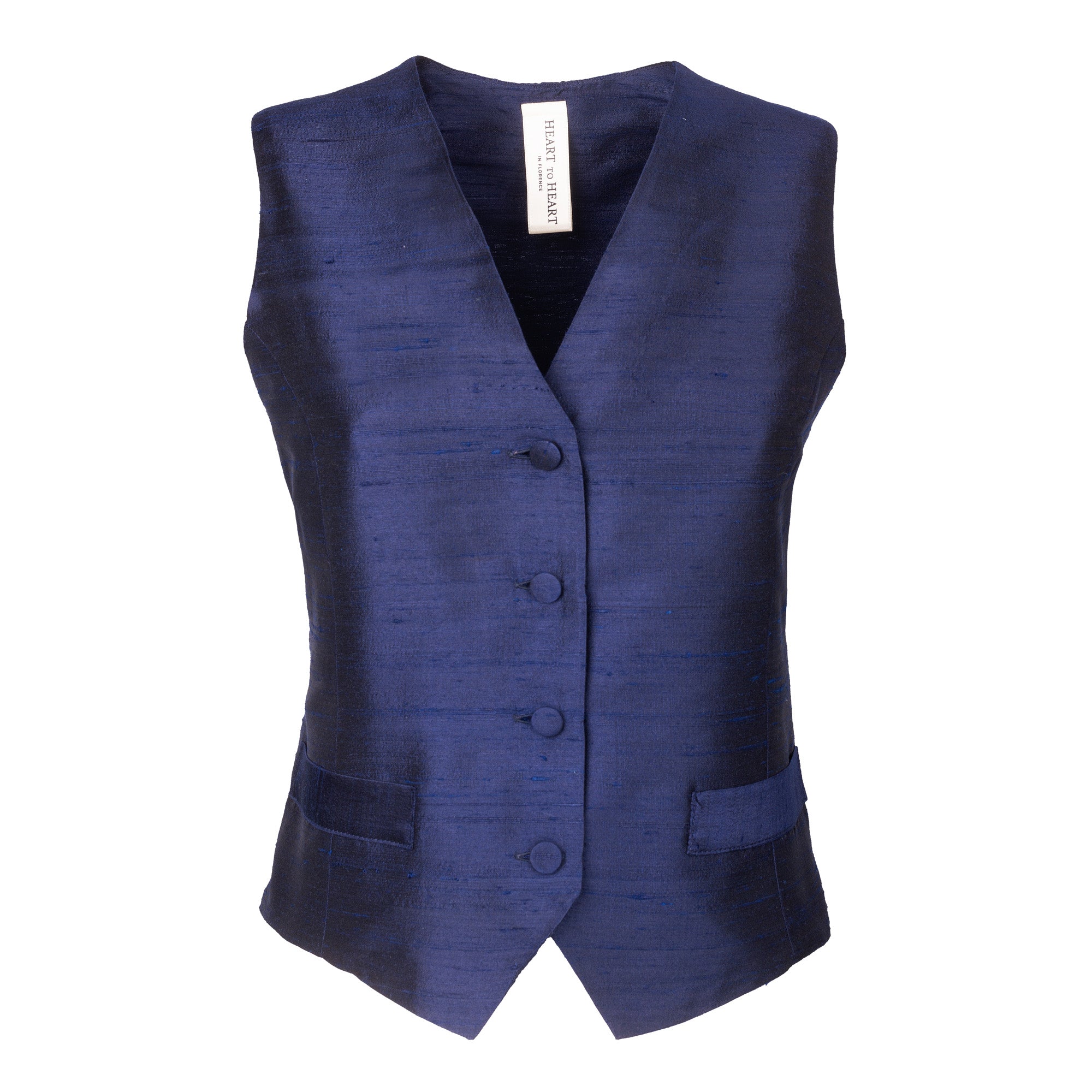 Midnight Blue Shantung Silk Vest