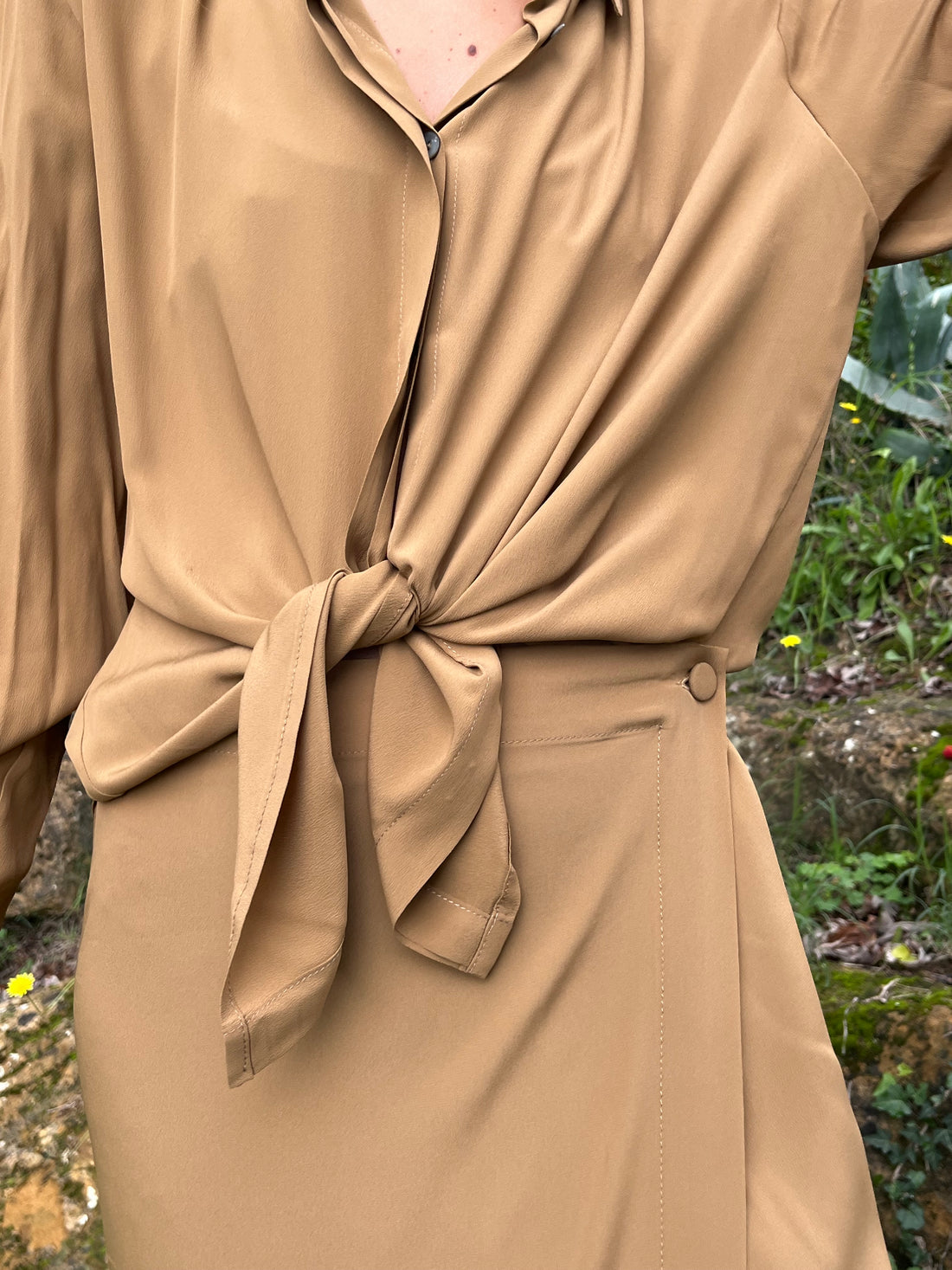 Mustard Brown Wrap Skirt