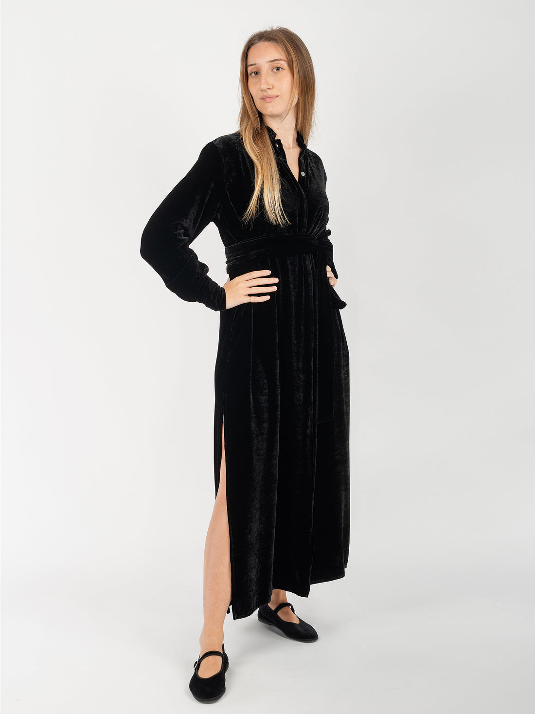 Midnight Black Velvet Chemisier