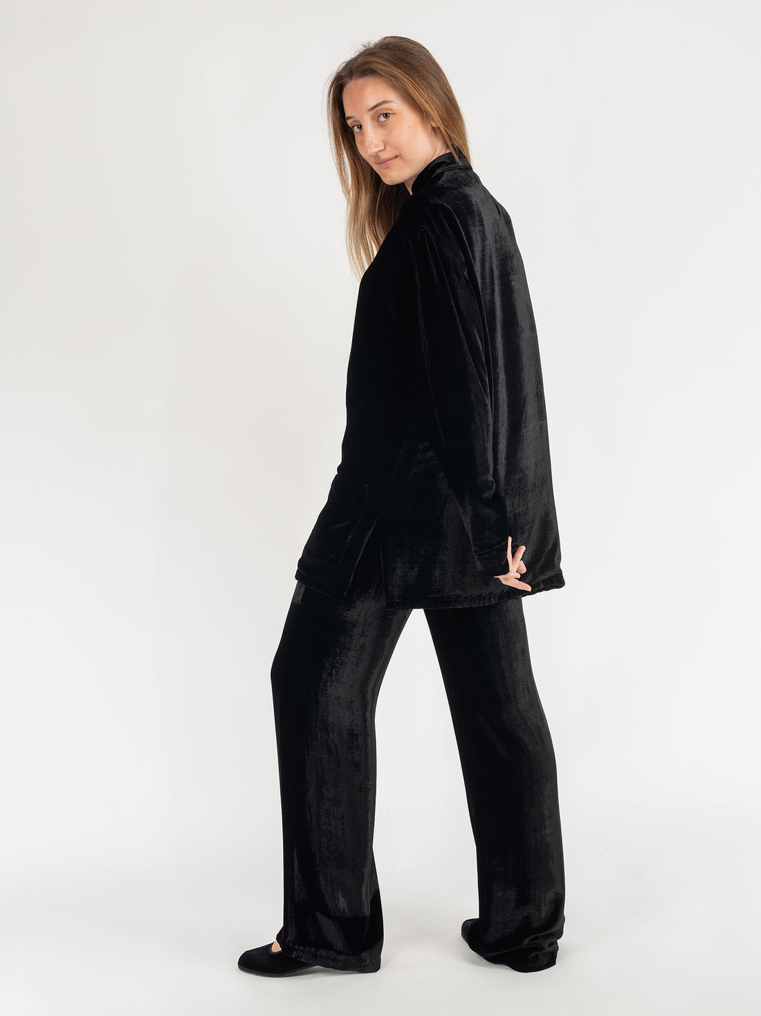 Midnight Black Velvet Trousers