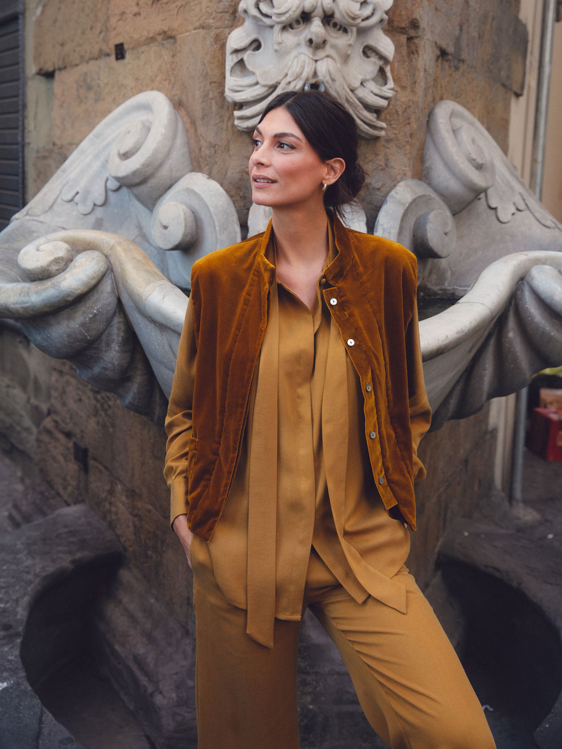 Fall Yellow Velvet Vest