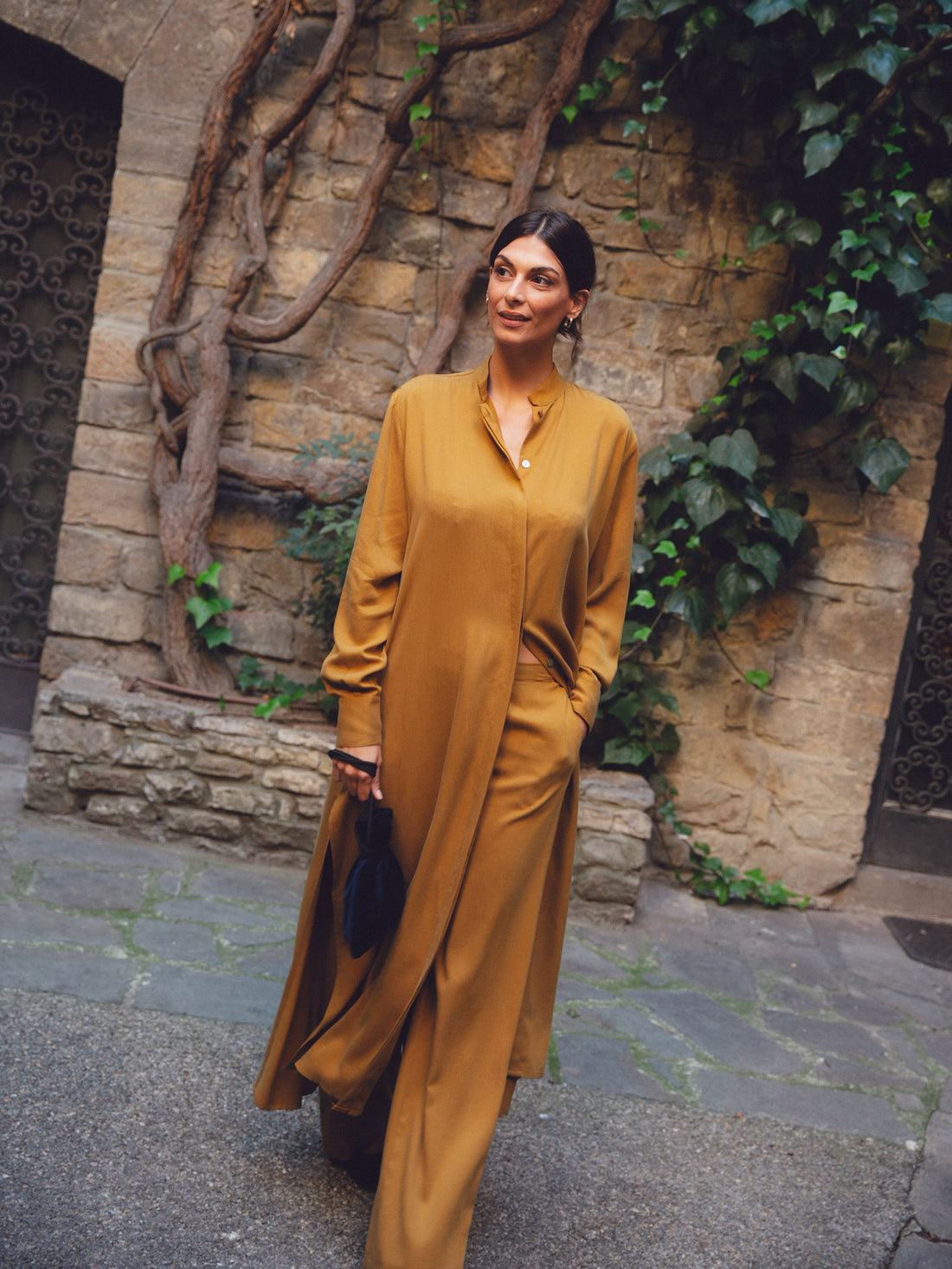 Fall Yellow Tencel Chemisier