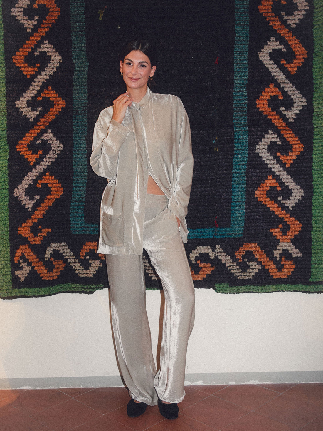 Ivory Velvet Trousers