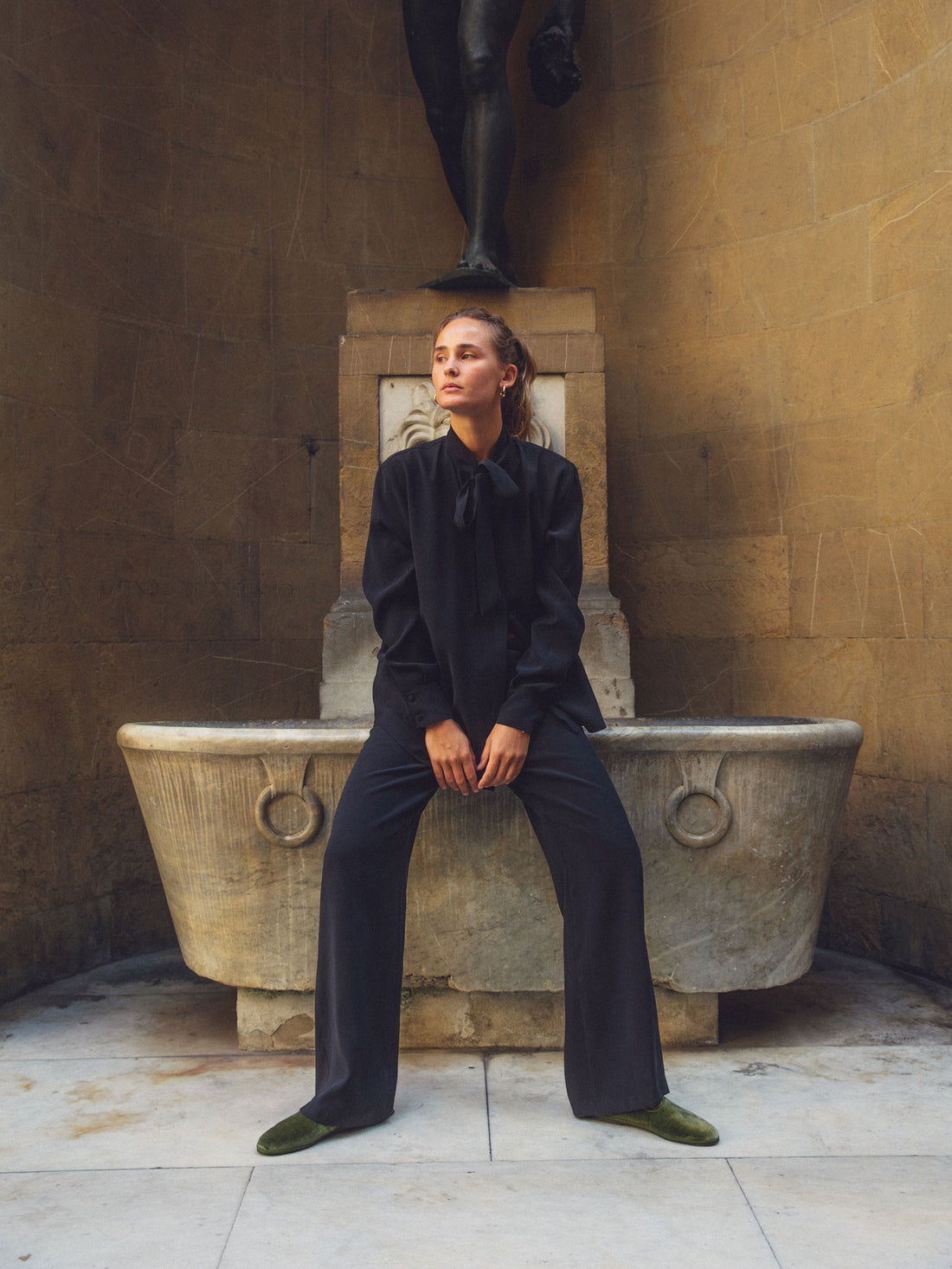 Midnight Black Silk Trousers