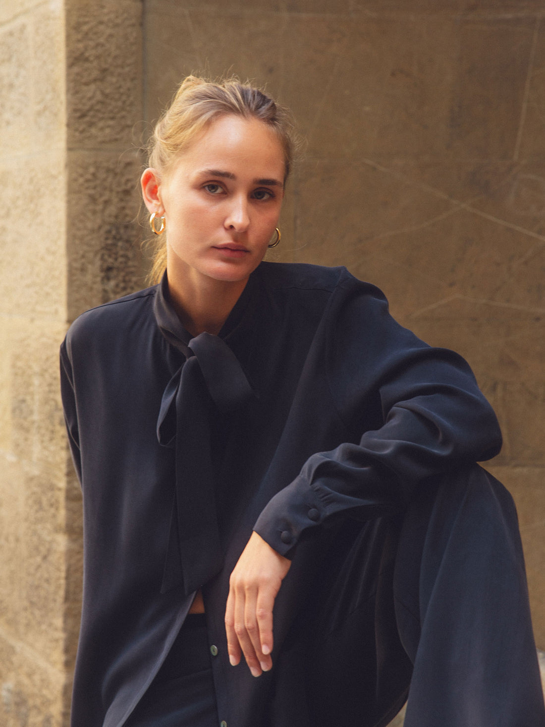 Midnight Black Silk Shirt